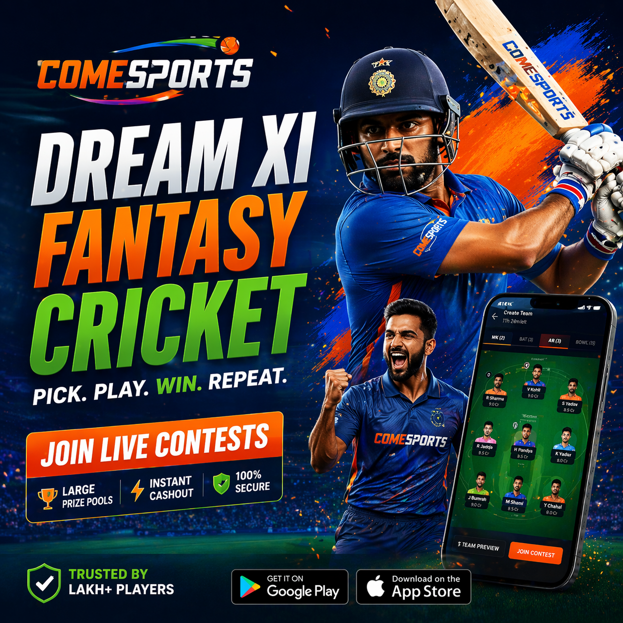 fanmojo11 fantasy cricket contest selection